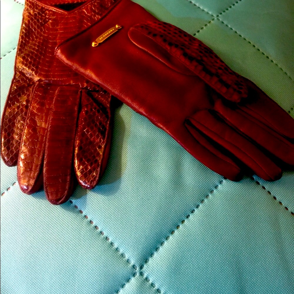 Burberry leather & snake gloves